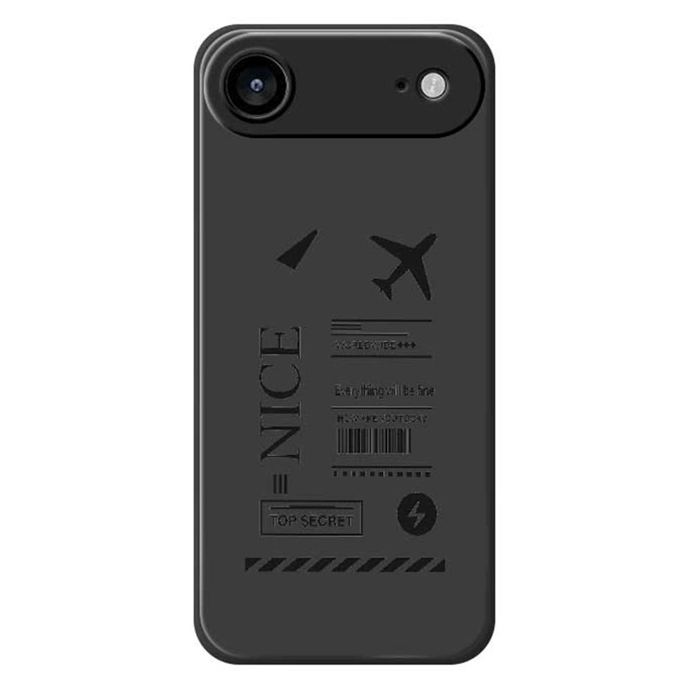

For iPhone 17 Air Case Boarding Ticket Pattern Printing Straight Edge TPU Phone Back Cover Black