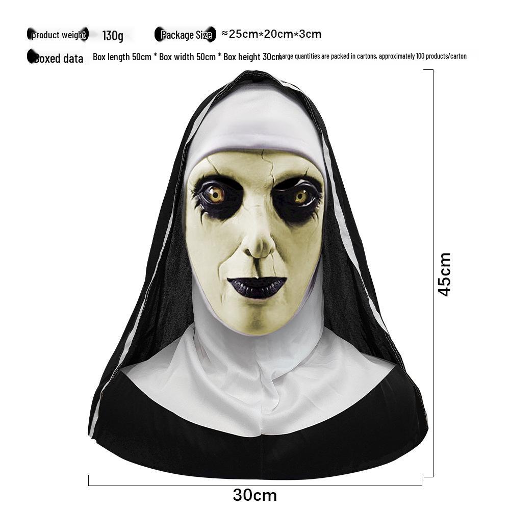 Maska Masquerade - Hełm Zakonnicy z Otwartymi Ustami - Straszna Twarz Ducha na Imprezę Halloweenową
