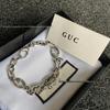 Vintage White Gold Double G Interlocking Bracelet - Women’s Fashionable Cuban Chain Bangle