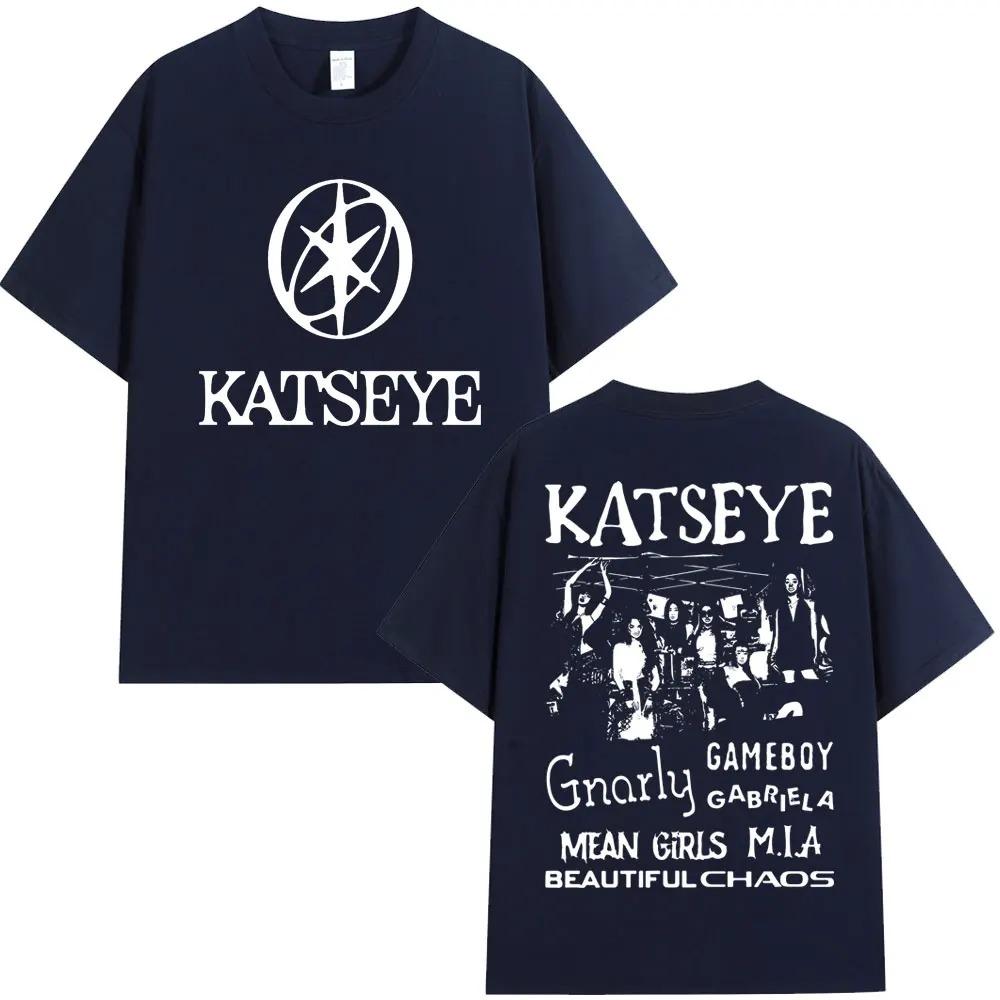 Oversized Kpop Katseye Print T Shirts Men Streetwear Hip Hop Fashion Men Popular T-shirt Pure Cotton Oversized T Shirts Streetwear