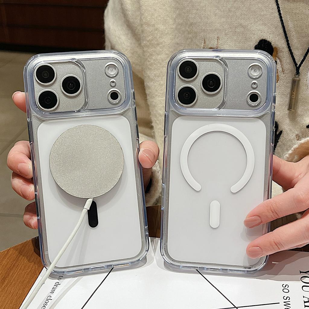 For iPhone 17 Pro Max Magnetic Case PC + TPU Matte Anti-Drop Phone Cover Compatible with MagSafe