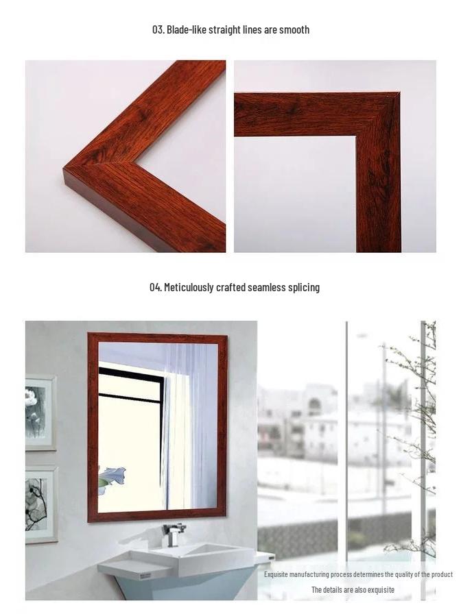 Framed Wall-Mounted Minimalist Vanity Mirror for Bathroom and Dorm