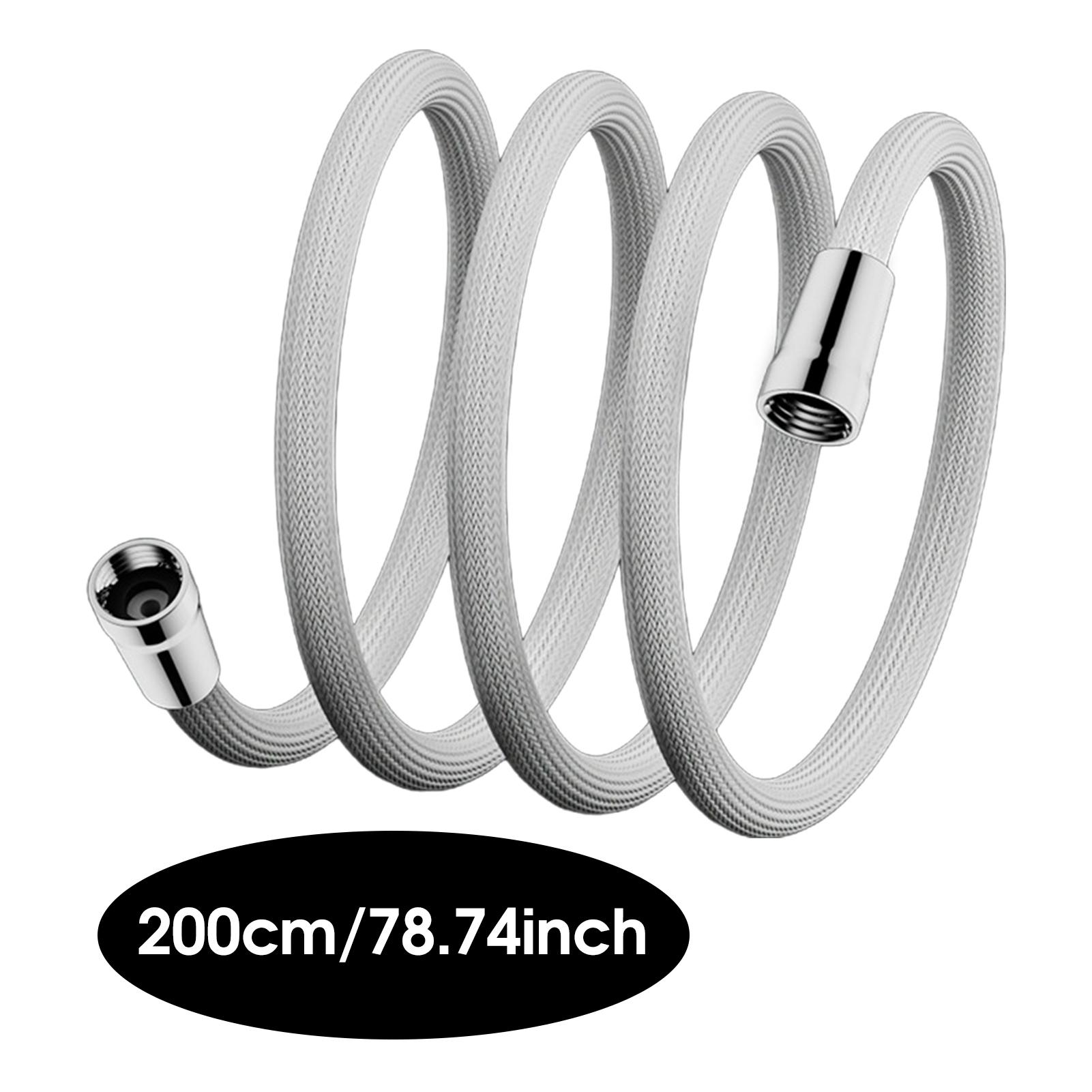 Upgraded Braided Shower Hose Anti-Burst Anti-Tangle High Flow Pressure Booster Connector for Bathroom 2M