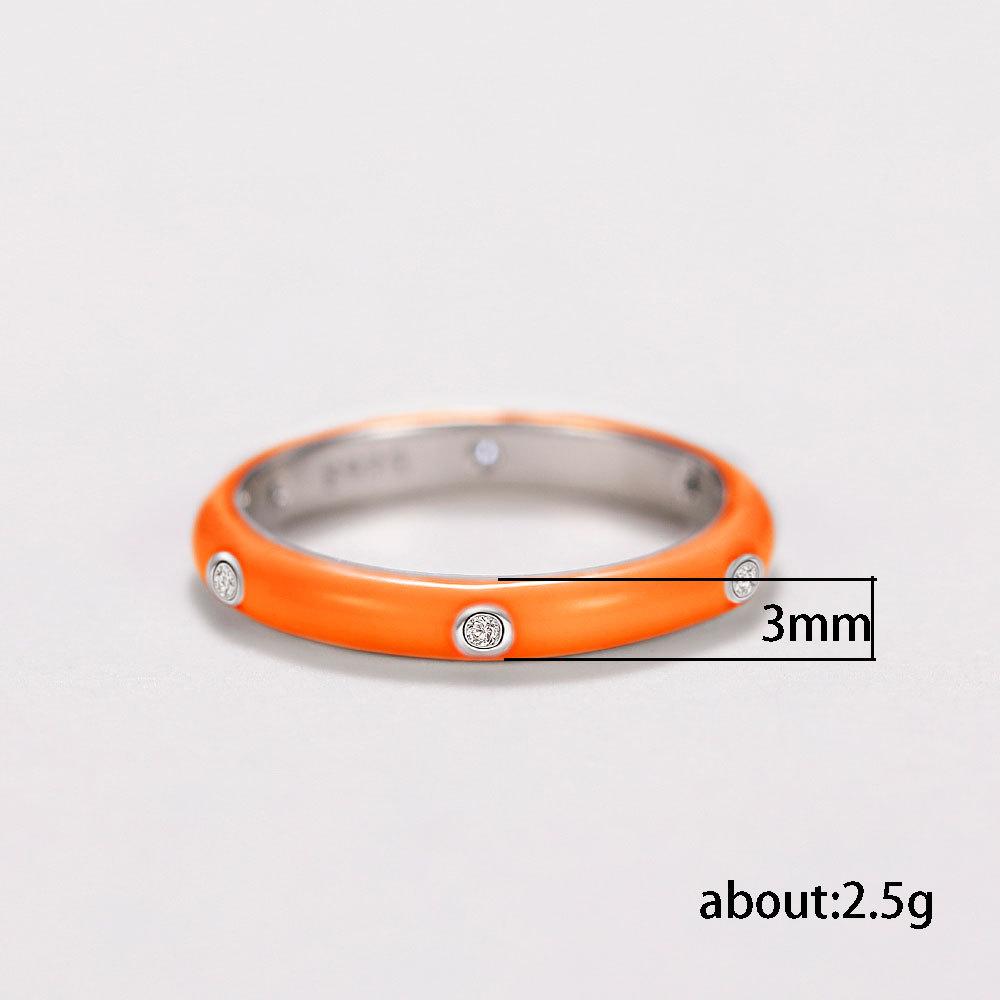 Summer Wind Enamel Dripping Oil Rainbow Ring, Minimalist Versatile Zircon Ring