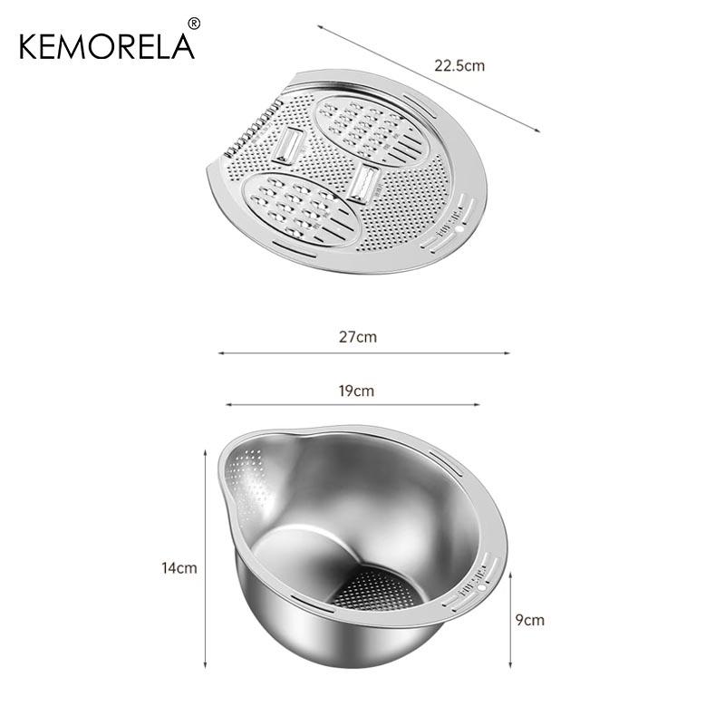 2 In1 Wash and Cut Vegetable Drain Bowl Stainless Steel 304 Rice Washing Bowl Fruit And Vegetable Strainer Kitchen Tool