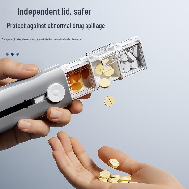 Portable Three-Compartment Sliding Medicine Box with Lid - Moisture-Proof and Sealed for Medication Storage