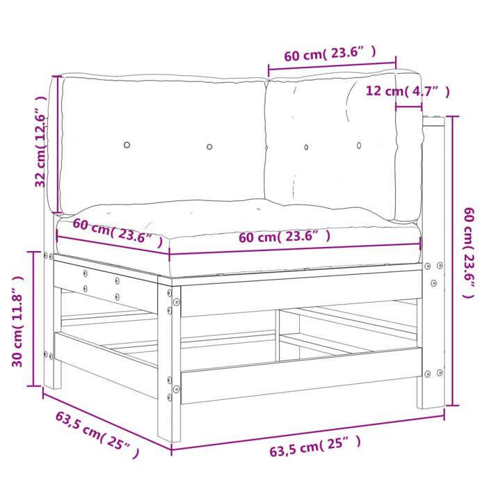 VidaXL Canapé d'Angle avec Coussins, Siège avec Dossier, Meuble de Jardin Terrasse Balcon Patio Extérieur, Marron Bois 825658