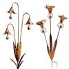 Triple Bluebells Garden Stake, Metal Flower Decoration with Bell, Calla Lilies Yard Art Sculpture, Rustic Handmade Ornament for Outdoor Lawn Patio