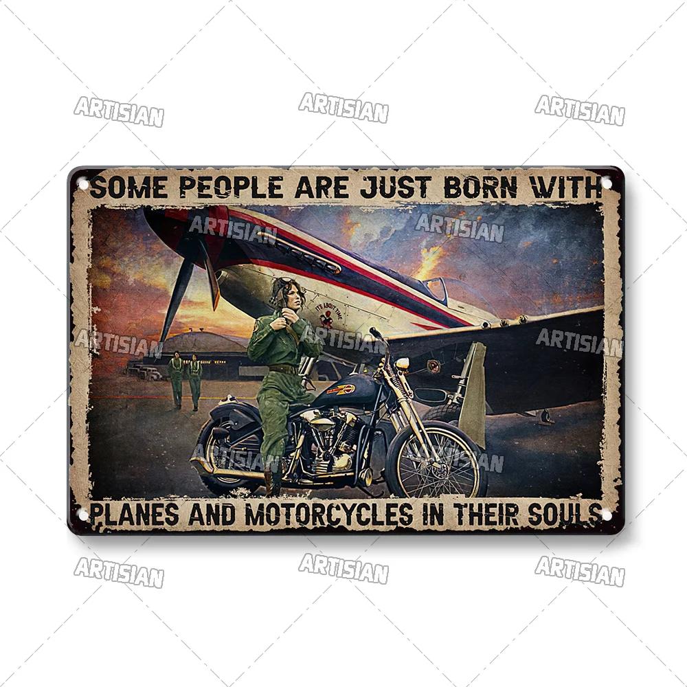 Artisian Pilot Metal Sign Flight Attendant Tin Plate Airplane Aviation Decorative Plaque Wall Decor Garage Bar Pub Club Hotel