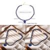 Collana con Ciondolo a Forma di Cuore di Agata Blu con Charms Geometrici per Donne Casual