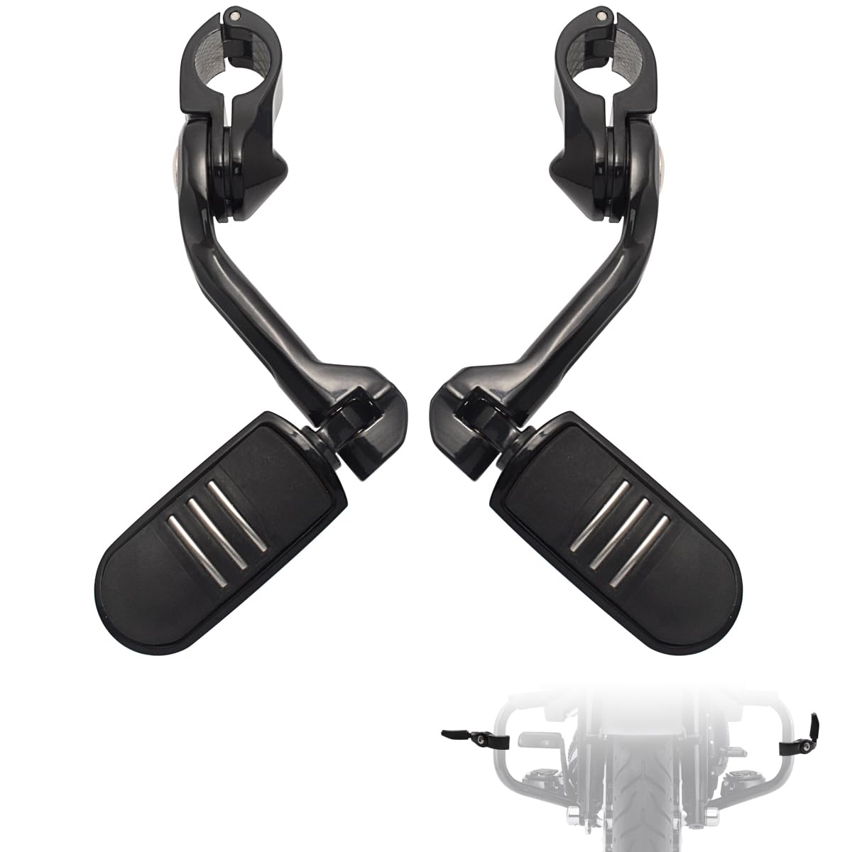 

FOVPLUE Highway Foot Long Angle Adjustable Highway Pegs for Harley Street Electra Road Dyna with Engine Black 1.25 Pegs, Touring, Glide, Glide, King,