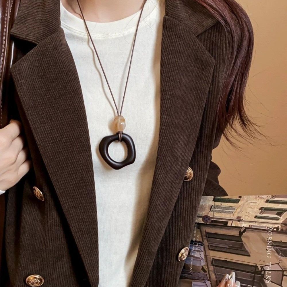 Resin Pendant Necklace Vintage Clothing Pendant Gifts Long Necklace  Women