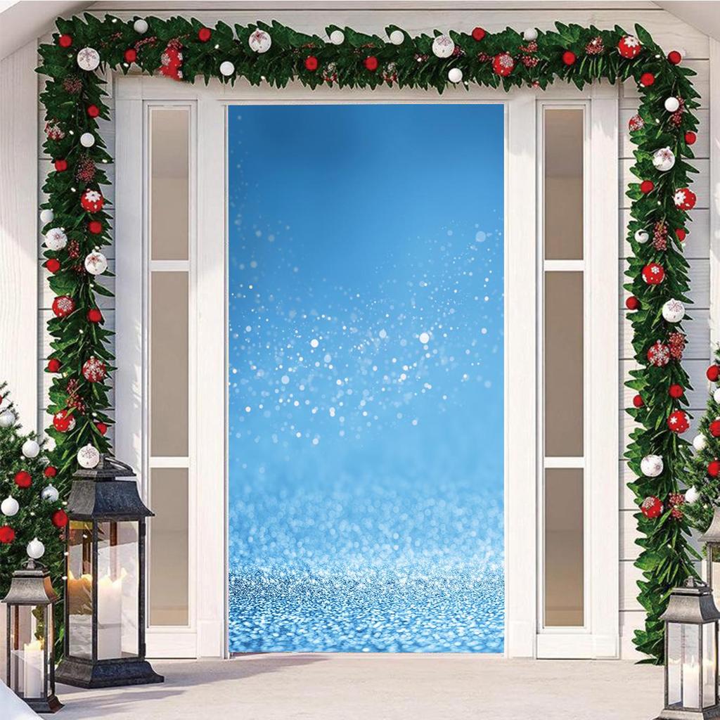 Four-Sided Stretch Christmas Door Cover - Easy Install with Festive Pattern