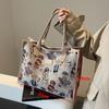 Convenient Portable Handbag Cartoon Bear Embroidered Casual Shoulder Bag Large Capacity Tote Bag