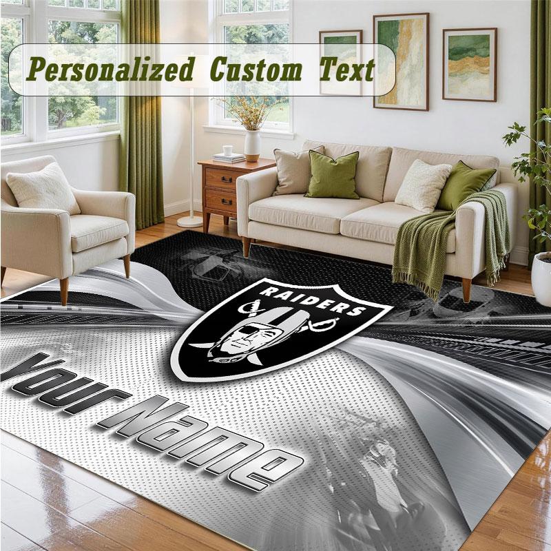 Crystal Velvet Square Rug Custom NameLas Vegas Raiders Pattern Non Slip Home Floor Decor Rug