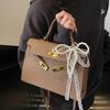 Litchi Patterned Diamond Grid Chain Shoulder Handbag, Spring New Style, High-end, Fashionable and Versatile Crossbody Kelly Bag