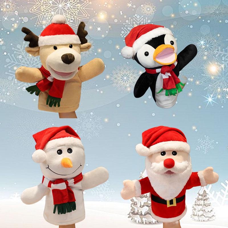 Festive Santa Claus Ventriloquist Puppet Toy Mouth Moving Plush Doll For Kids Christmas Gift