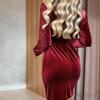 Rochie Mini Petrecere cu Paiete din Catifea pentru Femei, cu Mâneci Lungi, Decolteu în V, Drapată, Bodycon, Rochie de Seară pentru Invitat Nuntă, Rochie Formală de Cocktail
