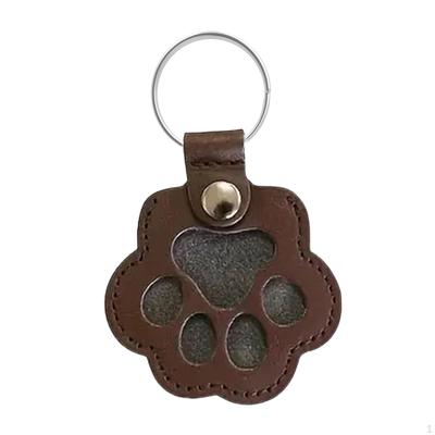 Dog Cat Paw Shaped Keychain Bag Charm PU Leather Decorative Storage Holder Animal Keyring Lovers