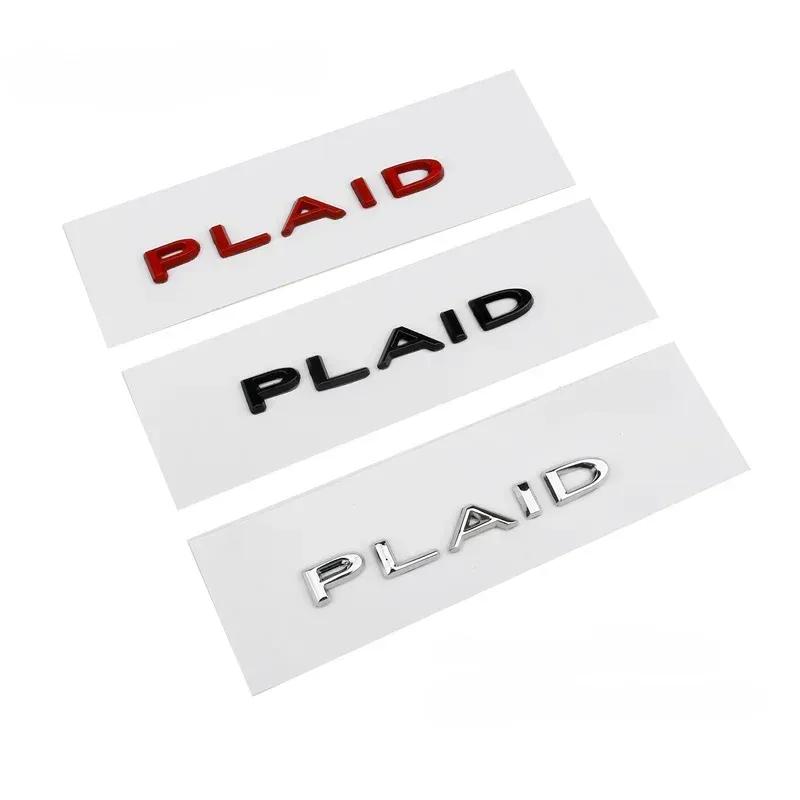PLAID for Tesla Model 3 S X Y Car Decals ABS Zinc Alloy Plaid  Stickers Badge Version Performance Trunk Emblem Decoration