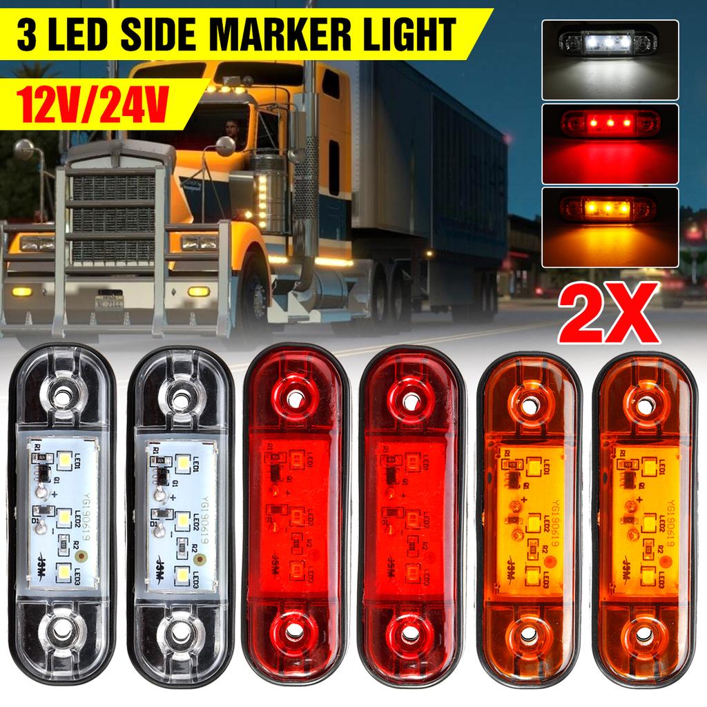 10 Luci Di Posizione Laterali 12V 3 LED Per Camion E Rimorchio – Tonde, Lenti Fumé, IP67, Foro 3/4", Colore Ambra