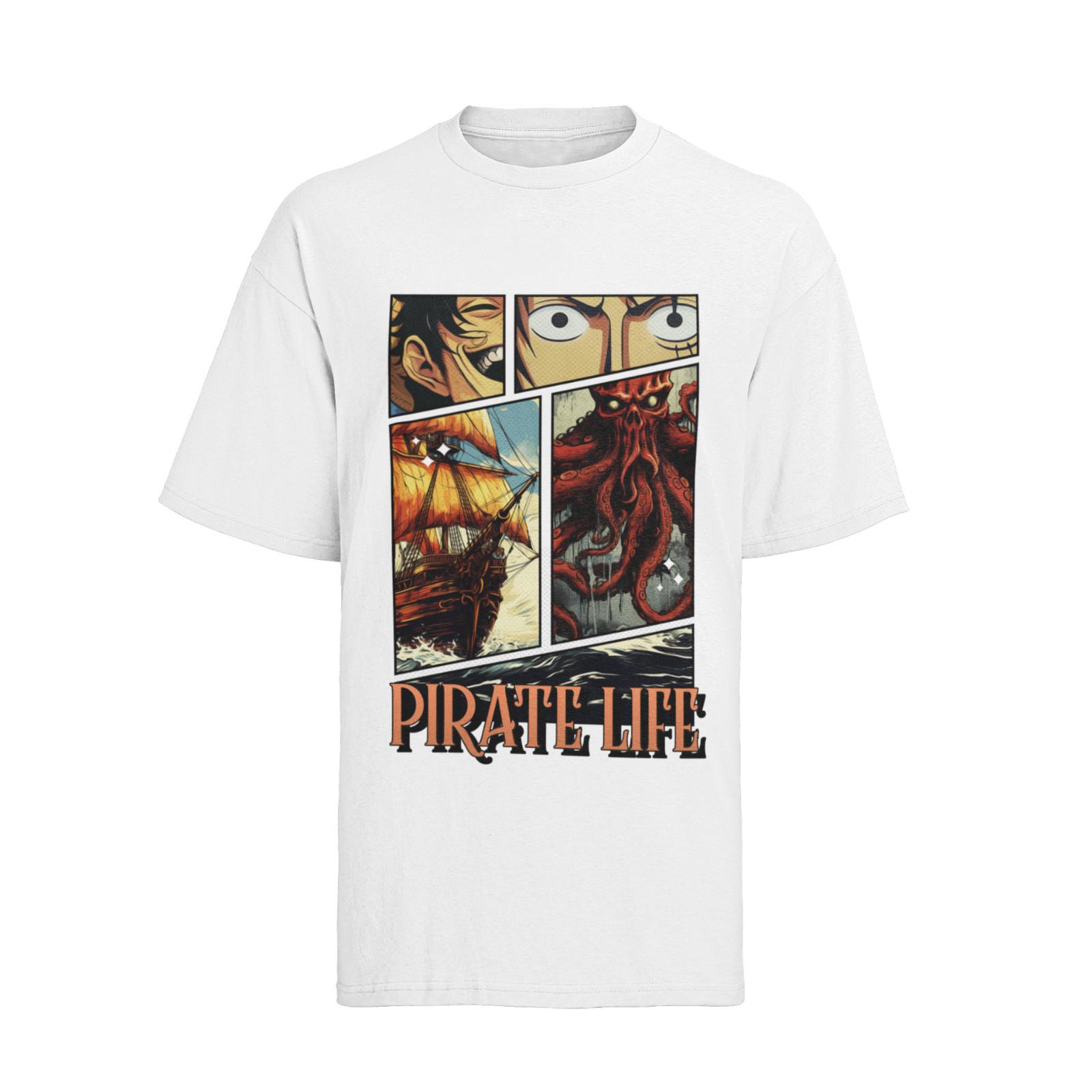 

Organic Cotton Men s T-Shirt Mens Womens Tees Top One Piece Pirates Anime Monkey D. Luffy S