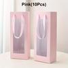 10Pcs Paper Transparent Flower Packaging Bags White Pink Single Rose Bouquet Window Box for Mothers Day Valentines Day Weddings