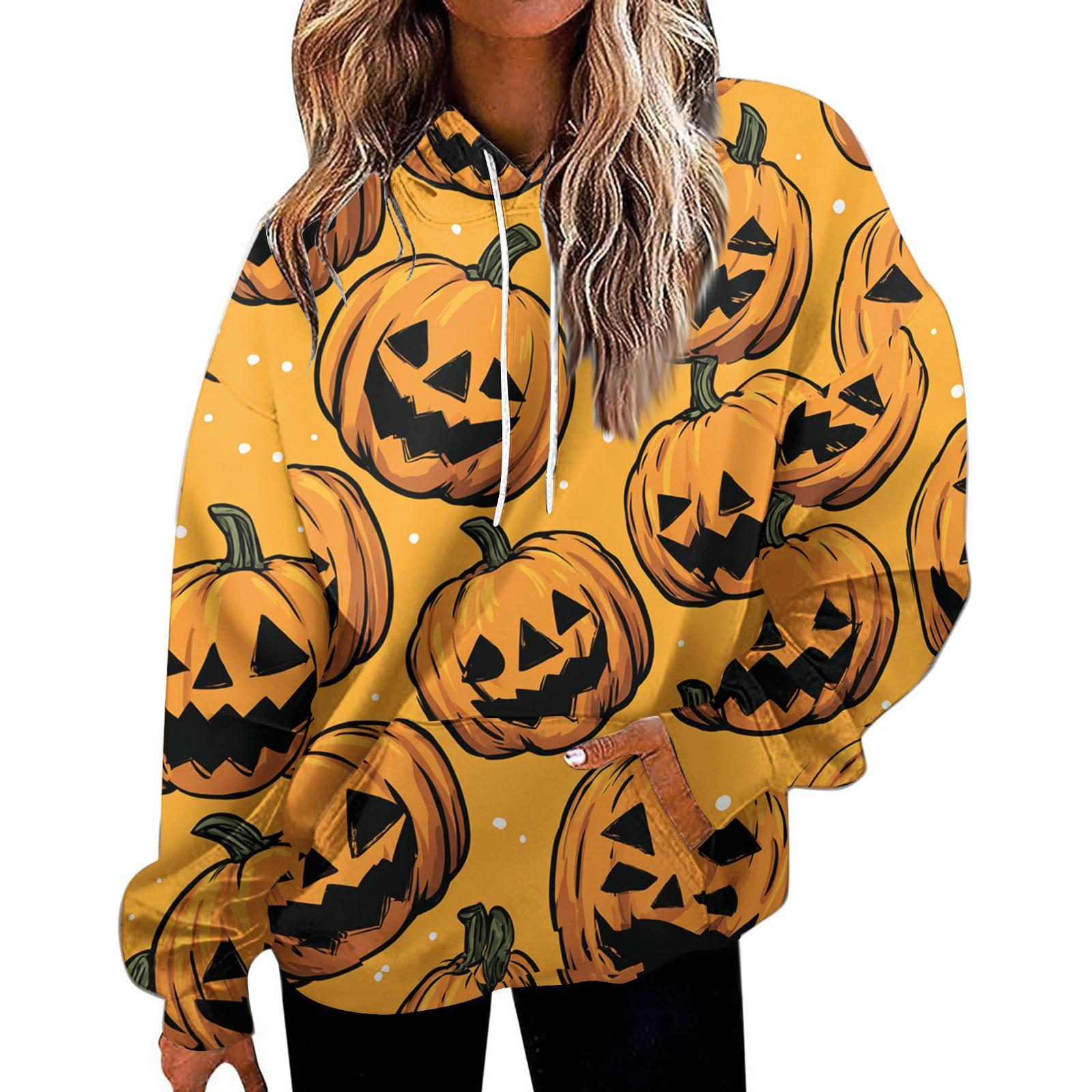 

Женская модная толстовка с принтом, повседневная толстовка с капюшоном и карманами XL оранжевый