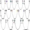 Classic Safety Chain Copper Butterfly Inlaid Zirconium Charms Beads Fit Original Bangle Bracelet Diy Jewelry Gift
