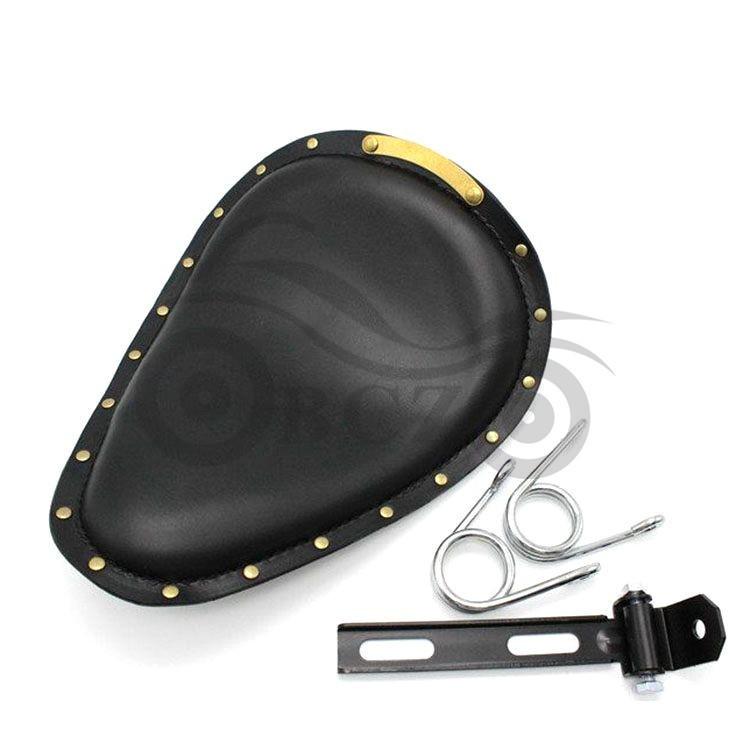 Harley Motorcycle Retro Bronze Leather Seat with Studded Spring Cushion Model 1