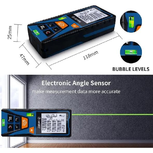 Green Laser Rangefinder Tape Multi-Measuring Digital Handheld Building Laser Distance Meter With Horizontal Bubble