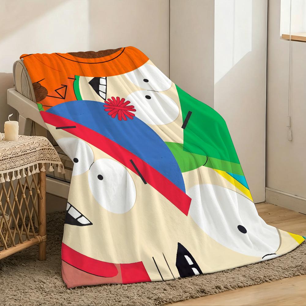 S-South Cartoon Park Throw Lightweight 240g Flannel Blanket Soft Skin-friendly for Summer Cooling