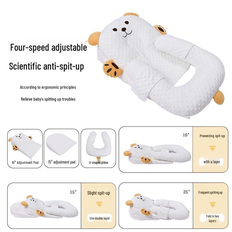 Pernă de poziționare anti-cap plat pentru bebeluși, pentru dormit pe lateral și prevenirea refluxului de lapte