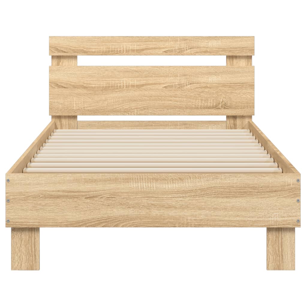 Vidaxl Bed With Headboard, Without Mattress, Sonoma Oak, 90X190 Cm
