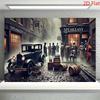 2D Speakeasy Bar Backdrop, Retro 1920s Gangster Car & Whiskey Barrel Background for Party Decor