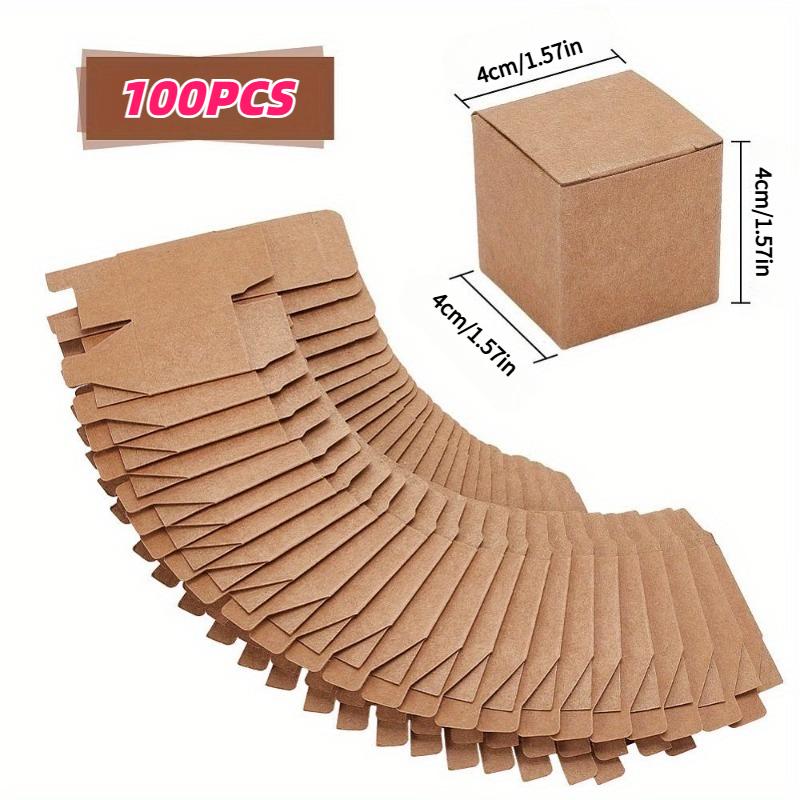 

100Pack Square Folding Kraft Paper Jewelry Boxes Necklace Pendant Gift Boxes BurlyWood Jewelry Making Display Packaging Supplies 4x4x4CM