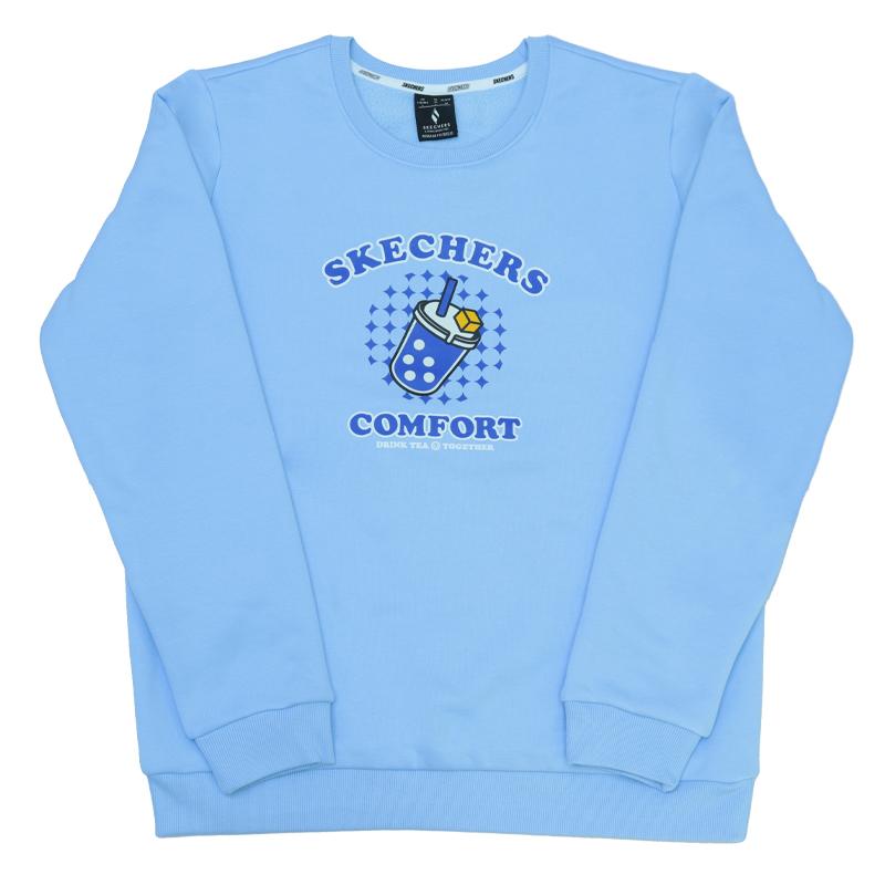 Skechers Loose American Vintage Basic Lazy Style Relaxed Simple Letter Logo Casual Fleece Warm Round Neck Sweatshirt Women sweatshirt RF-L424W026-02P8 M