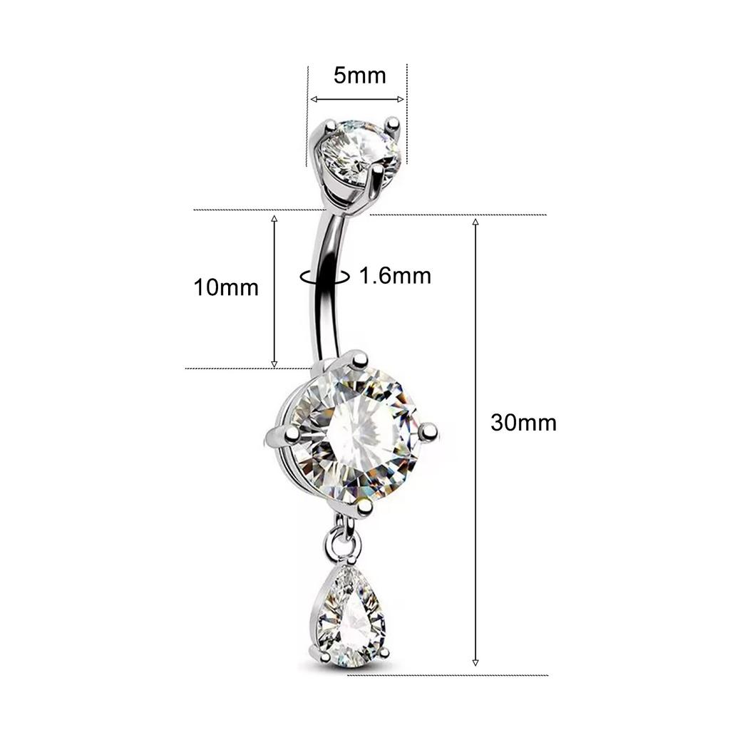 Double Headed Round Drop Zirconia Belly Button Pendant Jewelry