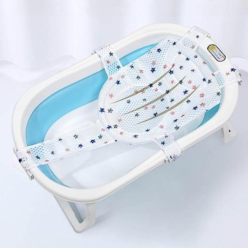 Baby Bath Seat Net, Breathable Newborn Bathtub Mesh Mat, Portable Shower Net for 0-18 Months Infants, Bathtub Safety Net