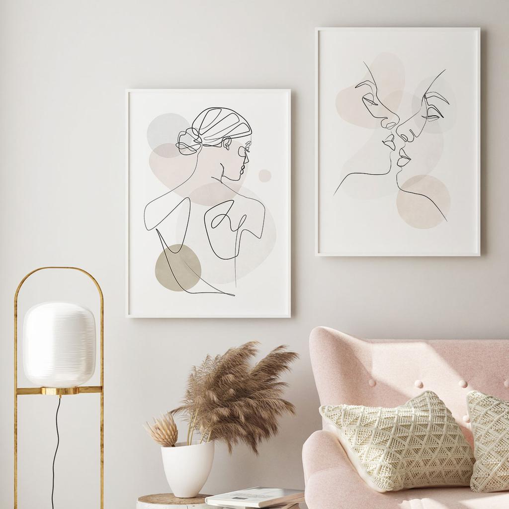 Set of Two Posters One Line Pastels