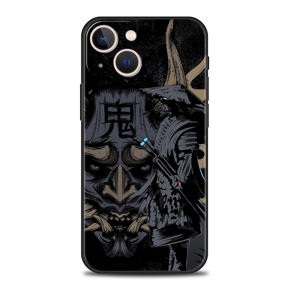 Japan Ghost Face Samurai Phone Case For iPhone 17 16E 15 16 14 13 12 11 Pro Max 7 8 Plus Soft TPU Back Cover