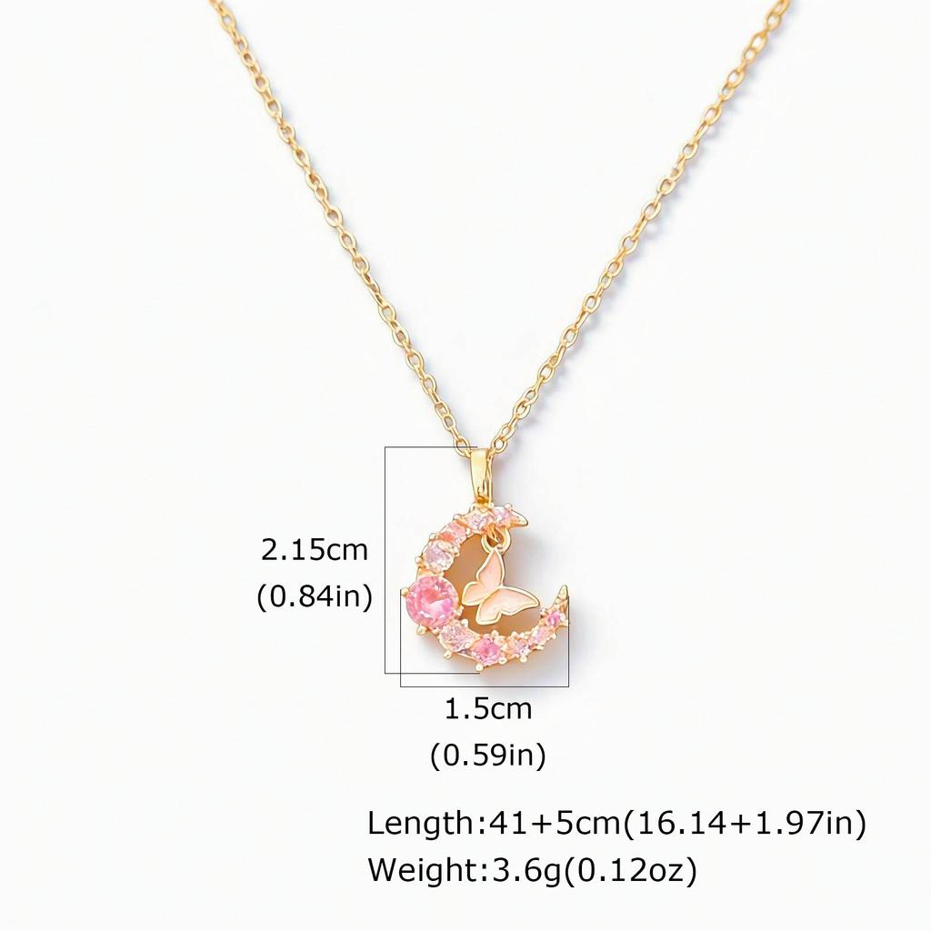 Stainless Steel Butterfly Charm Pendant Necklace for Women, Waterproof 18K Gold Plated Tarnish Free Summer Daily Layering