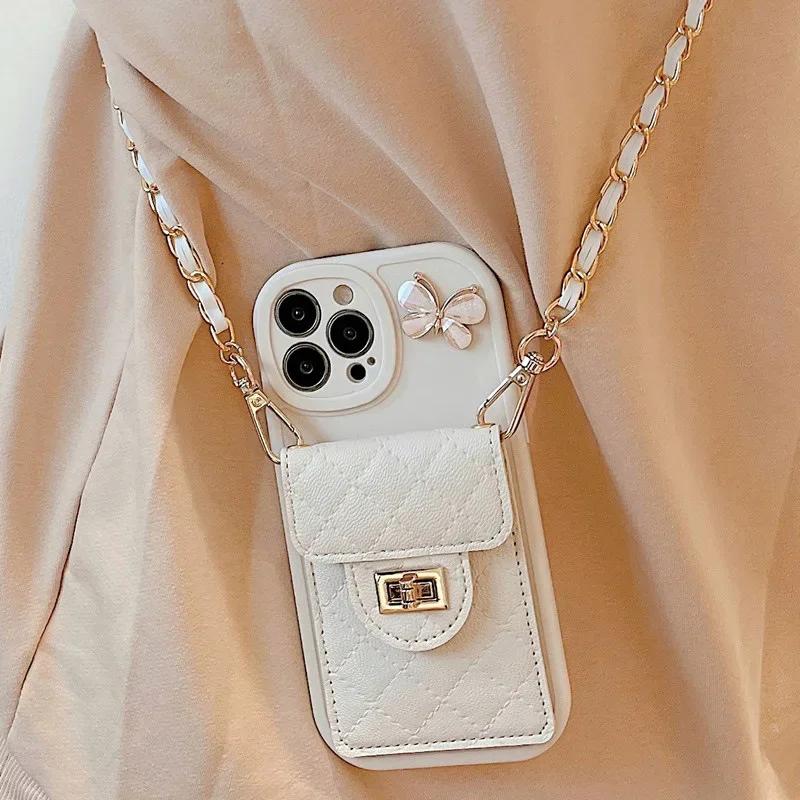 Cute Crossbody Leather Phone Case for IPhone 16 15 14 Plus 13 12 11 Pro Max XS XR X 7 8 Lanyard Card Holder Wallet Cover iPhone 13 Pro