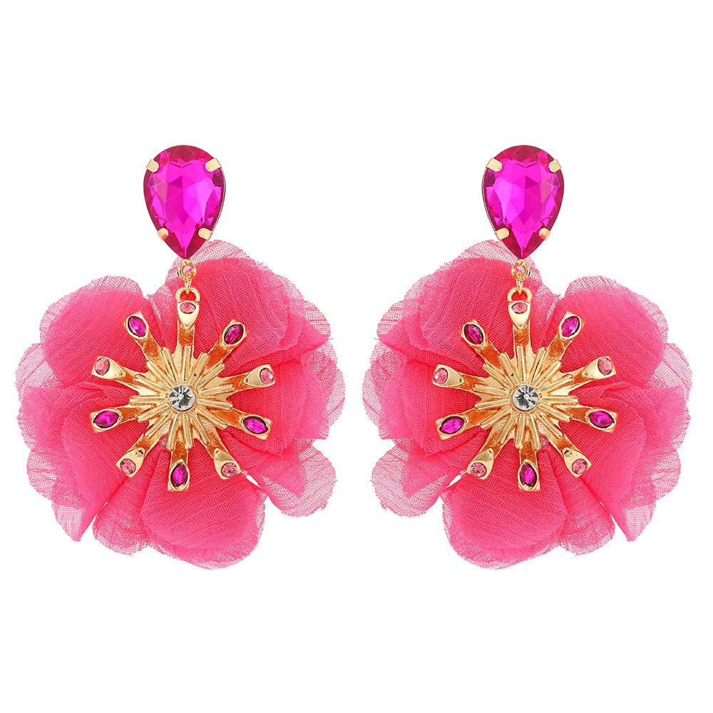 Large Hanging Lace Flower Earrings Women 2023 Trend Hanging Luxury Design Lace Cotton Petals Fairy Elegant Jewelry Accessories