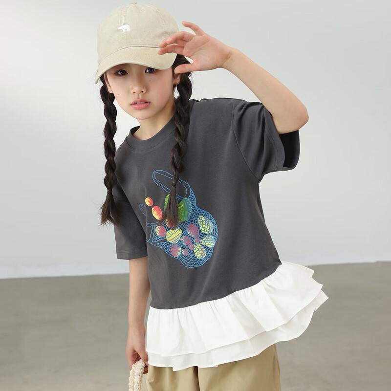 

Girls 2025 Summer Ruffled Short Sleeve T-Shirt 140