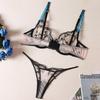 Stylish Lace Embroidered Sheer Push-Up Bra & Panty Set