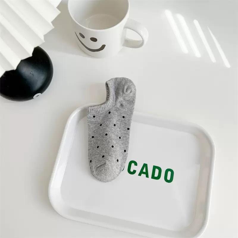 Striped Boat Socks Women'S Summer Thin Trendy Cotton Socks Polka Dot Non-Slip Invisible Short Socks Summer Versatile