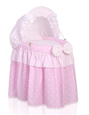 Doll's Pram - Moses Basket for Dolls with Hood - Pink