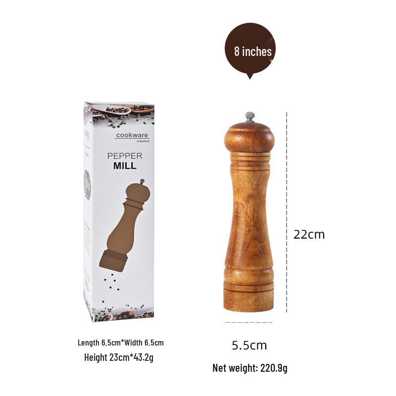 Antique Oak Pepper Grinder: Manual Tool for Peppercorns, Salt & Seasonings.