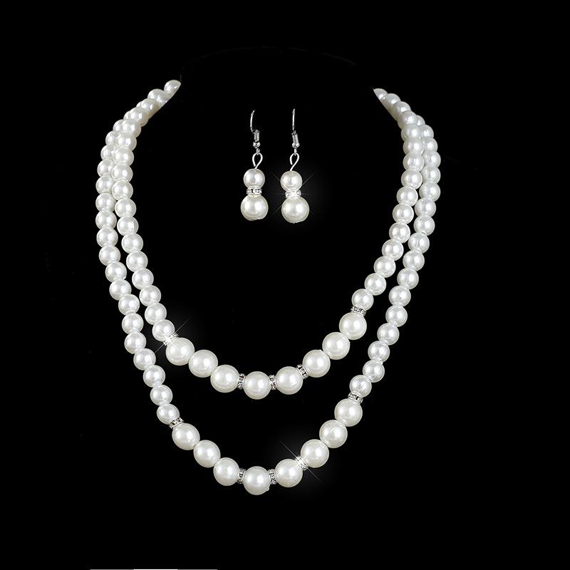 Accessories Bridal Sweater Necklace Kit Diamond Faux Pearl Necklace Earrings Bracelet Kit